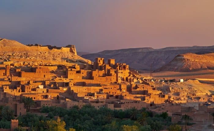 The Ancient Berber Town of Aït Benhaddou in Morocco at Sunset